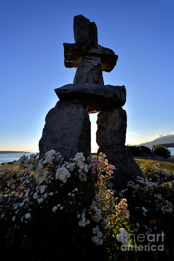 Vancouver Bc - Inukshuk Monument At English Bay 2 Photograph by Terry Elniski