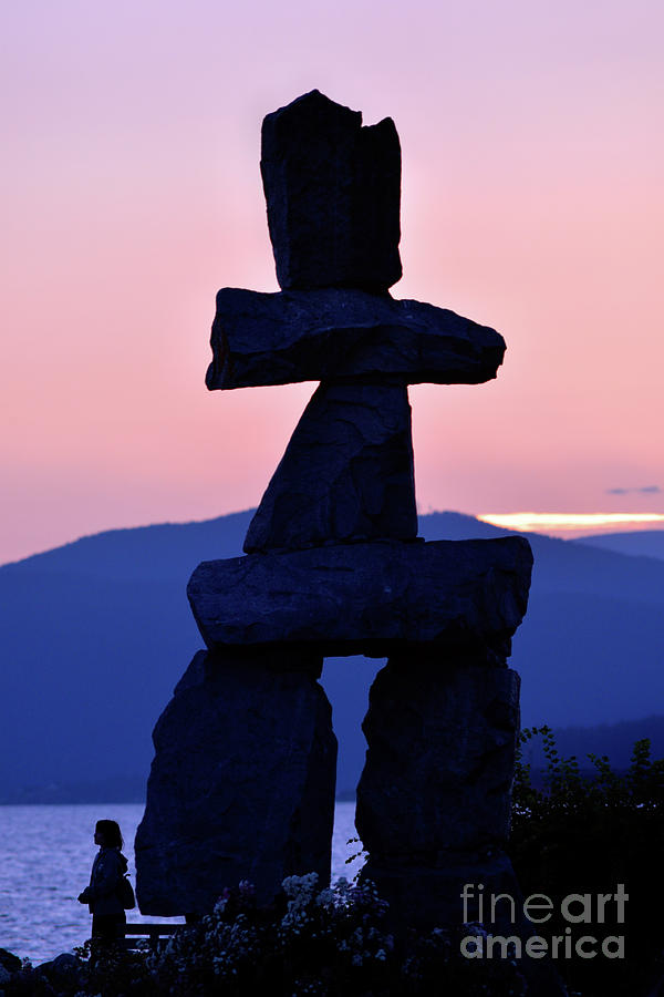 Vancouver Bc - Inukshuk Monument At English Bay 3 Photograph by Terry Elniski