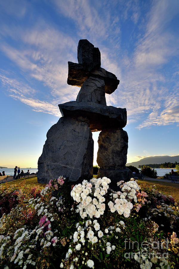 Vancouver Bc - Inukshuk Monument At English Bay 4 Photograph by Terry Elniski