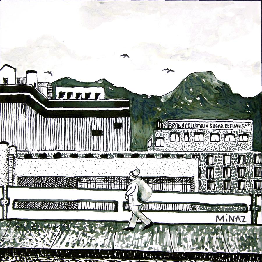 Vancouver BC Sugar Refinery Drawing by Minaz Jantz