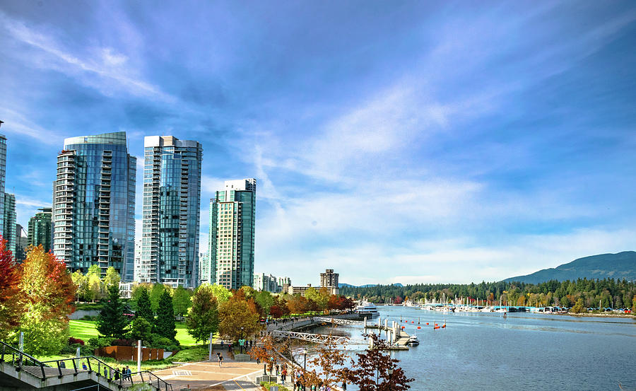 Vancouver British Columbia - Fall at Coal Harbour Photograph by David Lee