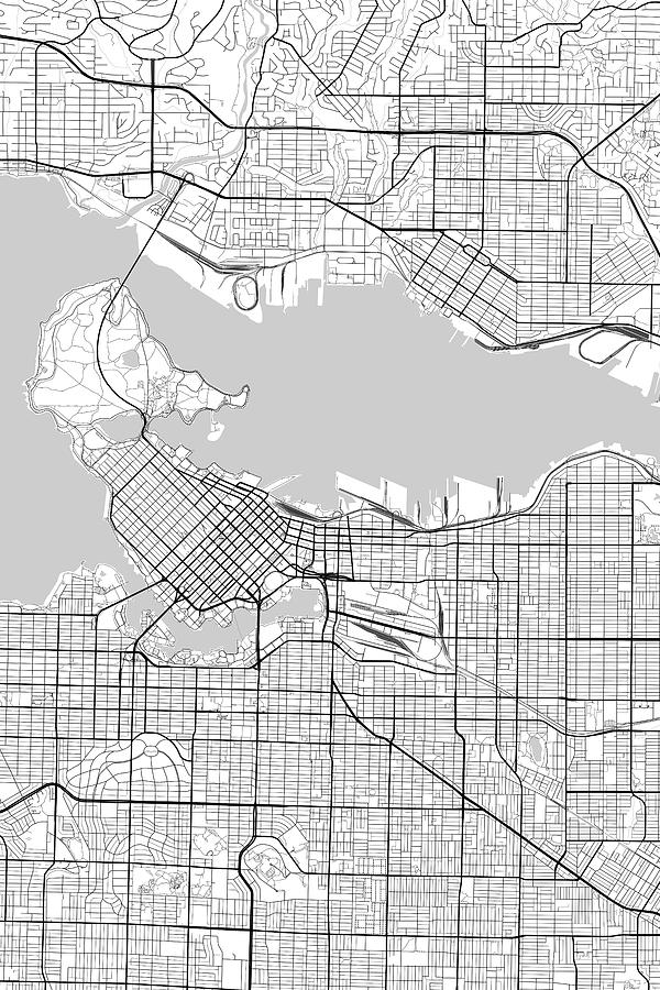 Vancouver Canada Light Map Digital Art by Jurq Studio Pixels