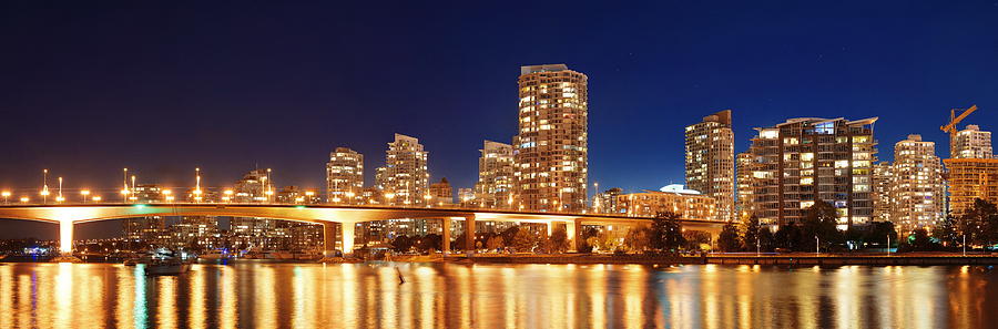Vancouver city night Photograph by Songquan Deng