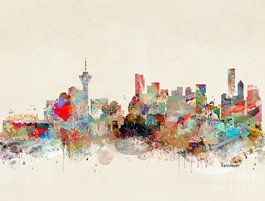Landscape Painting - Vancouver City Skyline by Bri Buckley