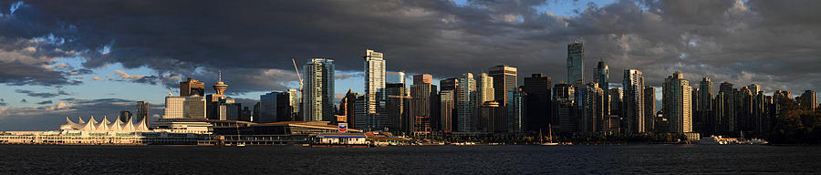 Skyscraper Photograph - Vancouver City sunset Panorama from Stanley park by Pierre Leclerc Photography