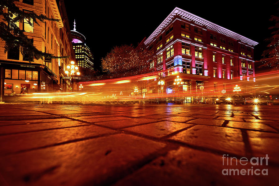 Vancouver Gastown At Night Photograph by Terry Elniski