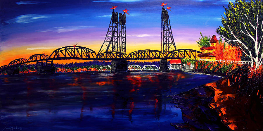 Vancouver I-5 Bridge At Dusk #1 Painting by James Dunbar