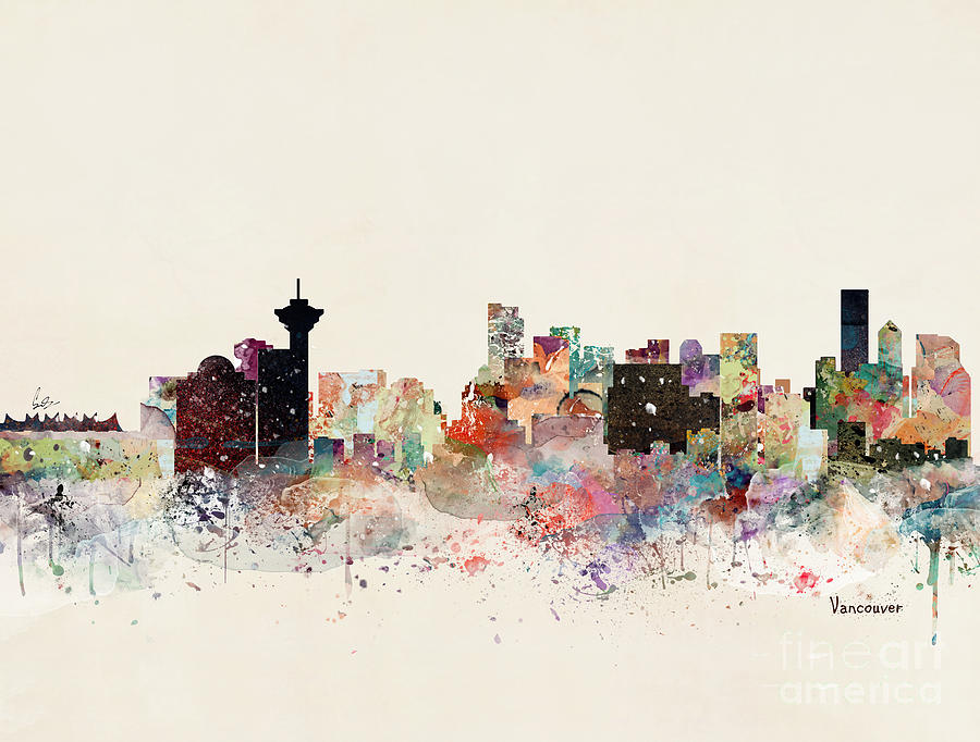 Skyline Painting - Vancouver Skyline by Bri Buckley