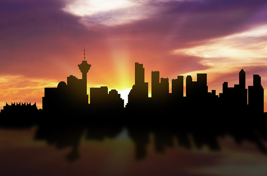 Sunset Colors Sunset Print Wall Art Prints Vancouver Skyline Canada Wall Decor Yaletown Poster Vancouver Downtown Cityscape Fine art