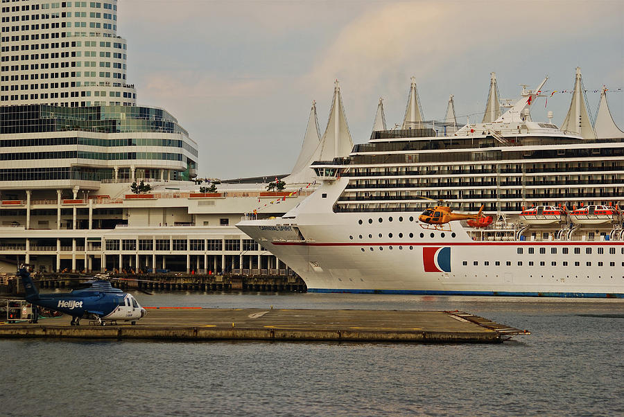 Transportation Photograph - Vancouver w Carnival Spirit and helio port by Michael Peychich