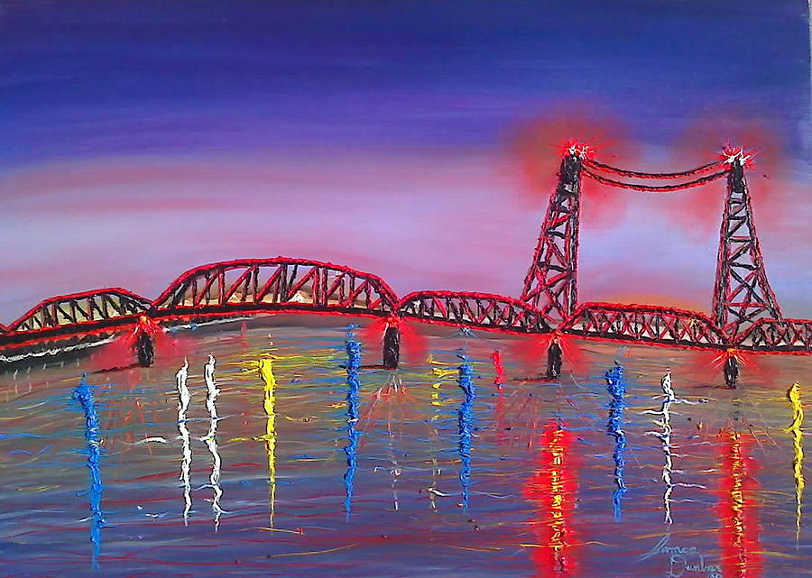 Vancouver WA Interstate Bridge AT Sunset Painting by James Dunbar