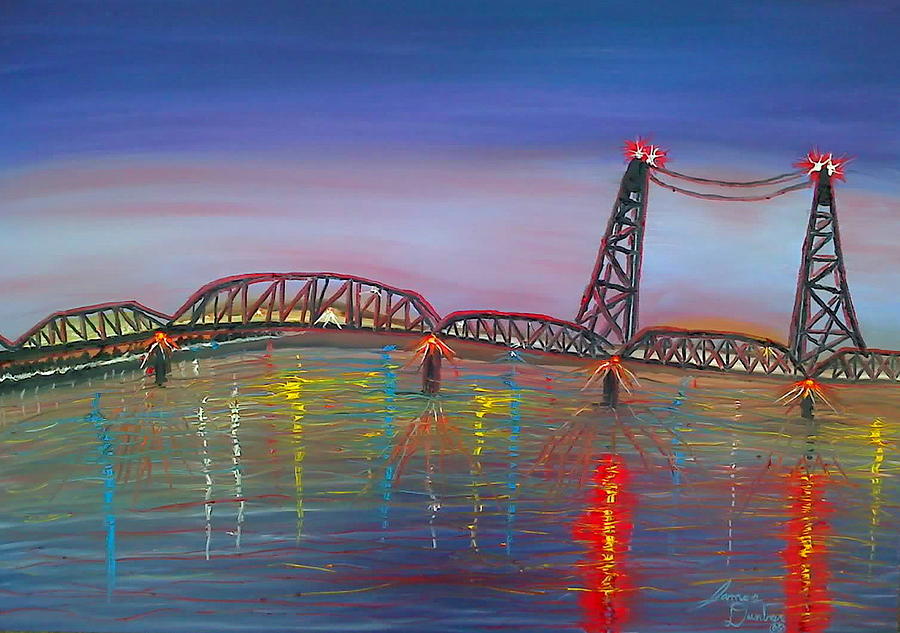 Vancouver Wa Interstate I5 Bridge At Sunset Painting by James Dunbar