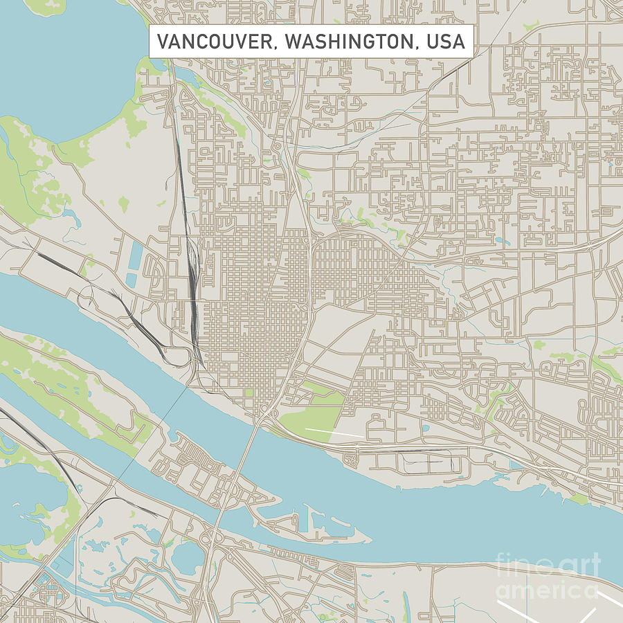 Vancouver Washington Us City Street Map Digital Art By Frank Ramspott Pixels