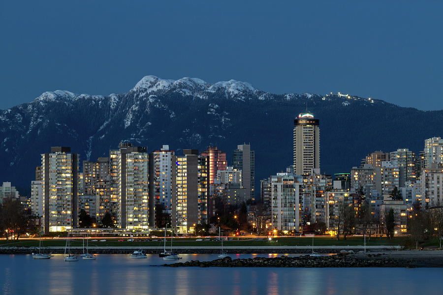 Vancouvers West End and Mount Seymour Photograph by Michael Russell