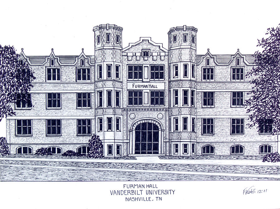 Vanderbilt-Furman Hall Drawing by Frederic Kohli