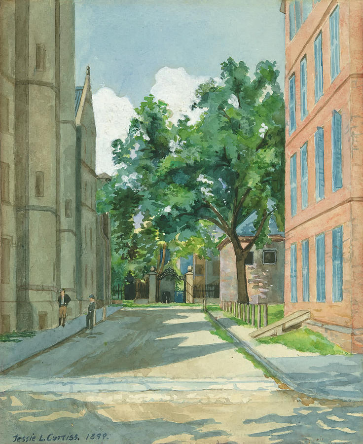 Vanderbilt Hall With Red Brick Buildings, Yale College Painting by Mountain Dreams
