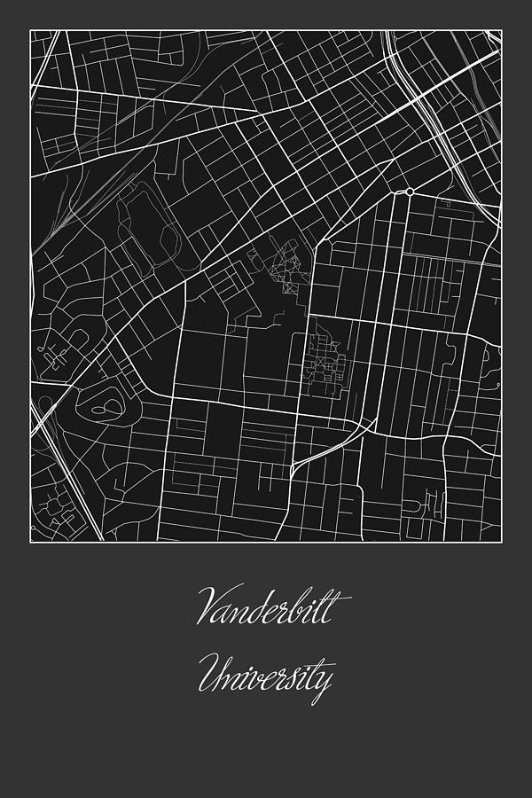 Vanderbilt Street Map - Vanderbilt University Nashville Map Digital Art ...