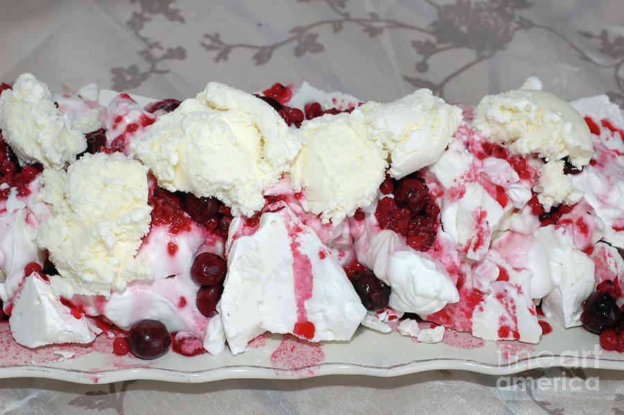 Vanilla ice cream with cherries Photograph by Tomi Junger
