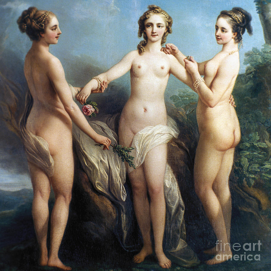 Three Graces Painting by Carle Vanloo