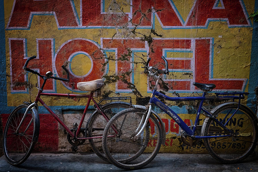 Varanasi Hotel Bicycles Photograph by David Longstreath