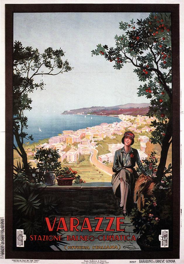 Varazze, Italy - Stazione Balneo Climatica - Retro travel Poster - Vintage Poster Mixed Media by Studio Grafiikka