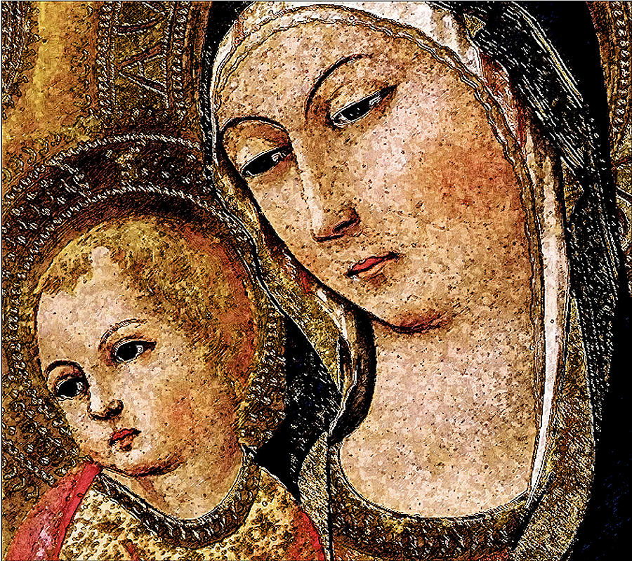 Portrait Digital Art - Variation of The Madonna and Child with Saints and Angels by Sano di Pietro by David Griffith