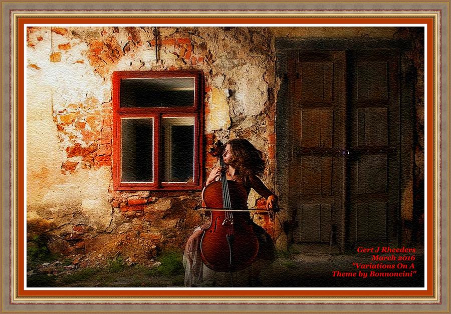 Music Painting - Variations On A Theme By Bonnoncini L A With Decorative Ornate Printed Frame. by Gert J Rheeders