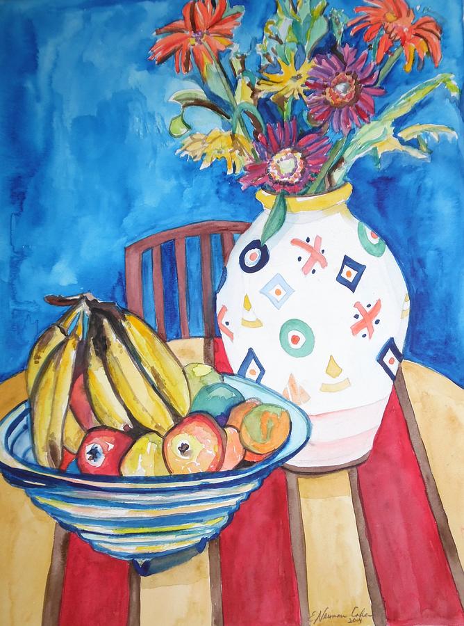 Vase and Bowl Painting by Esther Newman-Cohen