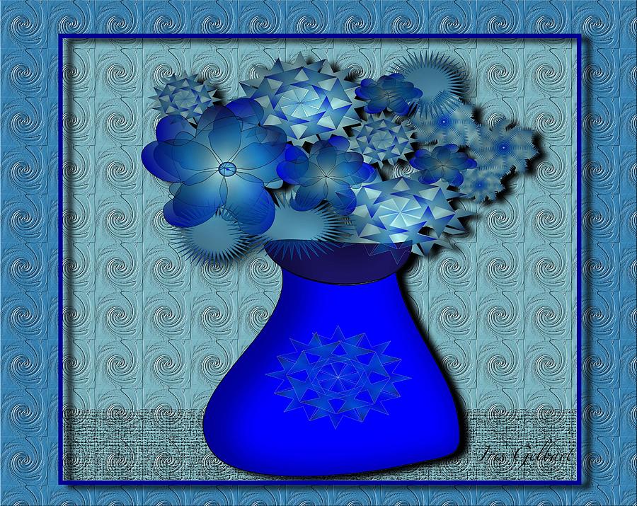 Vase in Blue Digital Art by Iris Gelbart