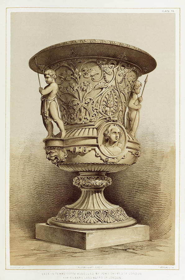 Vase in terra cotta from the Industrial arts of the Nineteenth Century Painting by Vincent Monozlay