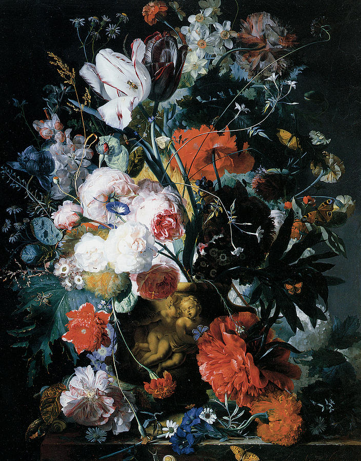 Jan Van Huysum Painting - Vase of Flowers by Jan Van Huysum