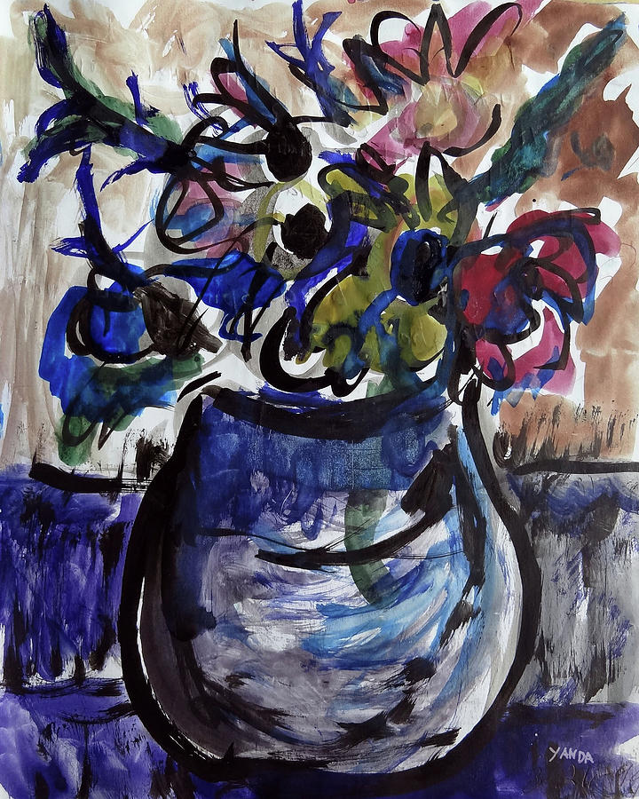Vase of Flowers Mixed Media by Katt Yanda