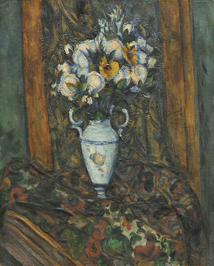 Vase Of Flowers Painting by Paul Cezanne
