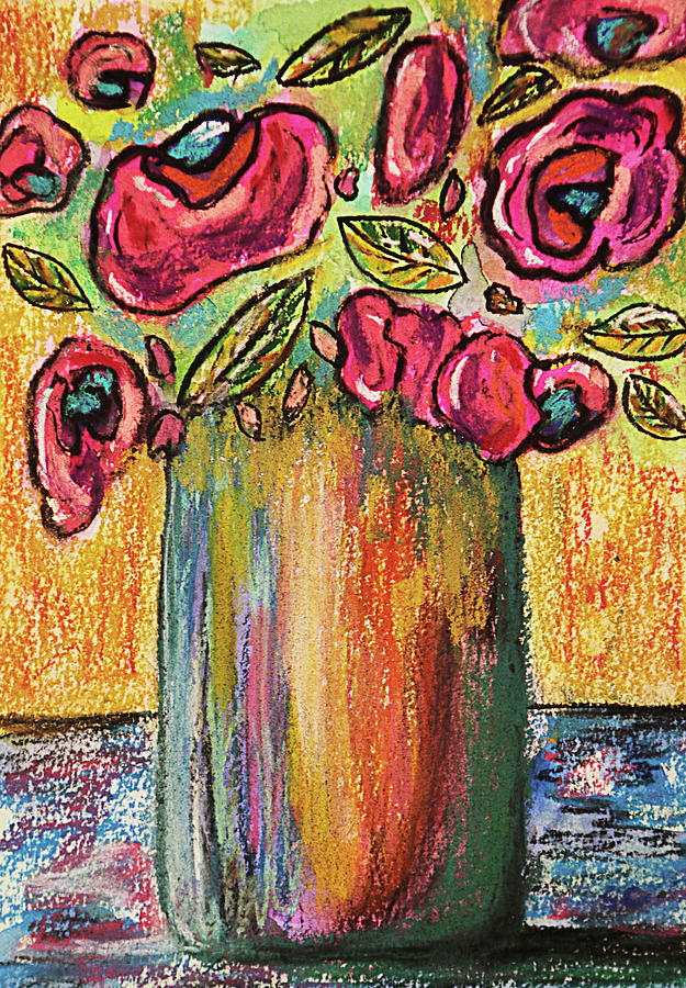 Vase of Flowers Drawing by Susan Campbell
