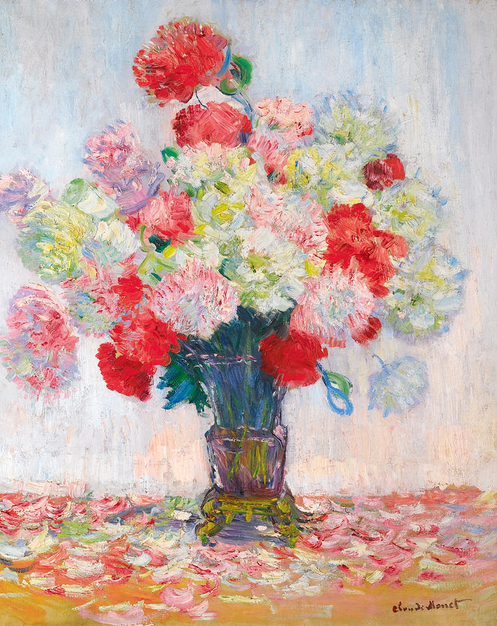 Claude Monet Painting - Vase of Peonies by Claude Monet