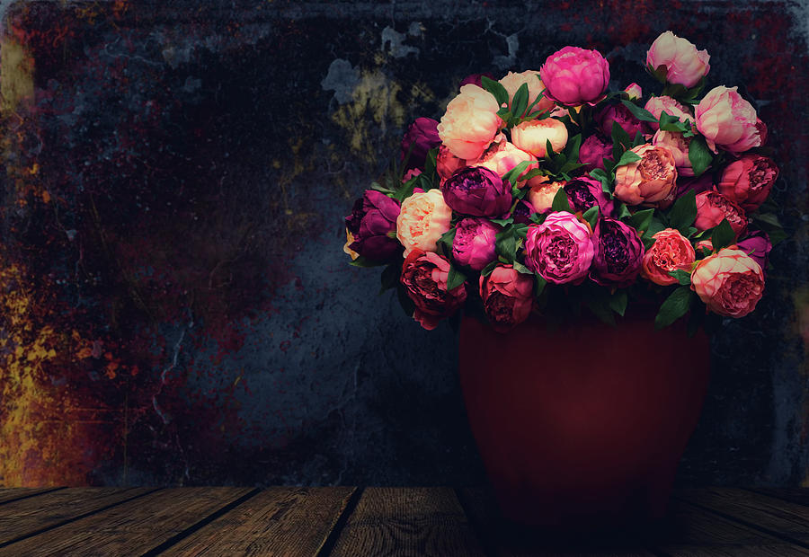 Flower Photograph - Vase Of Peonies by Iryna Goodall