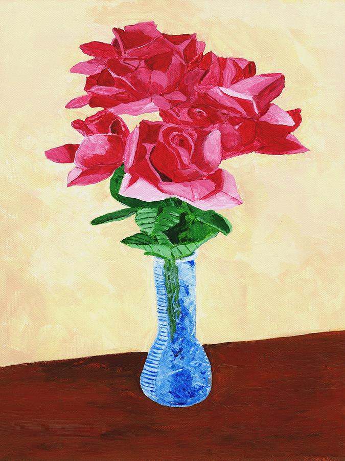 Vase of Red Roses Painting by Rodney Campbell