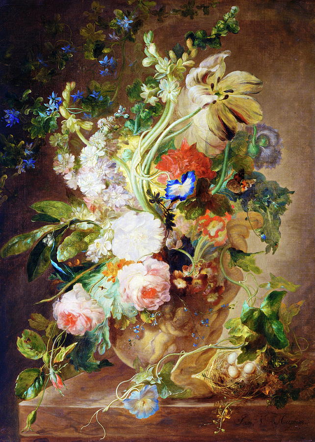 Jan Van Huysum Painting - Vase with Flowers by Jan van Huysum