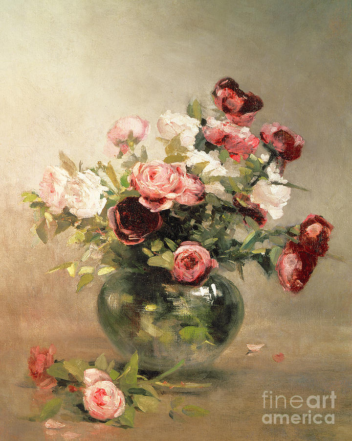 Vase with Roses by Eva Gonzales Painting by Eva Gonzales