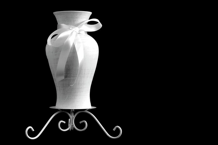 Vase With White Bow Photograph by Sandra Foster