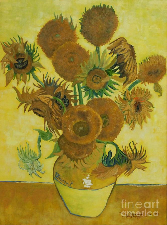 Vase withFifteen Sunflowers Painting by Bob Williams