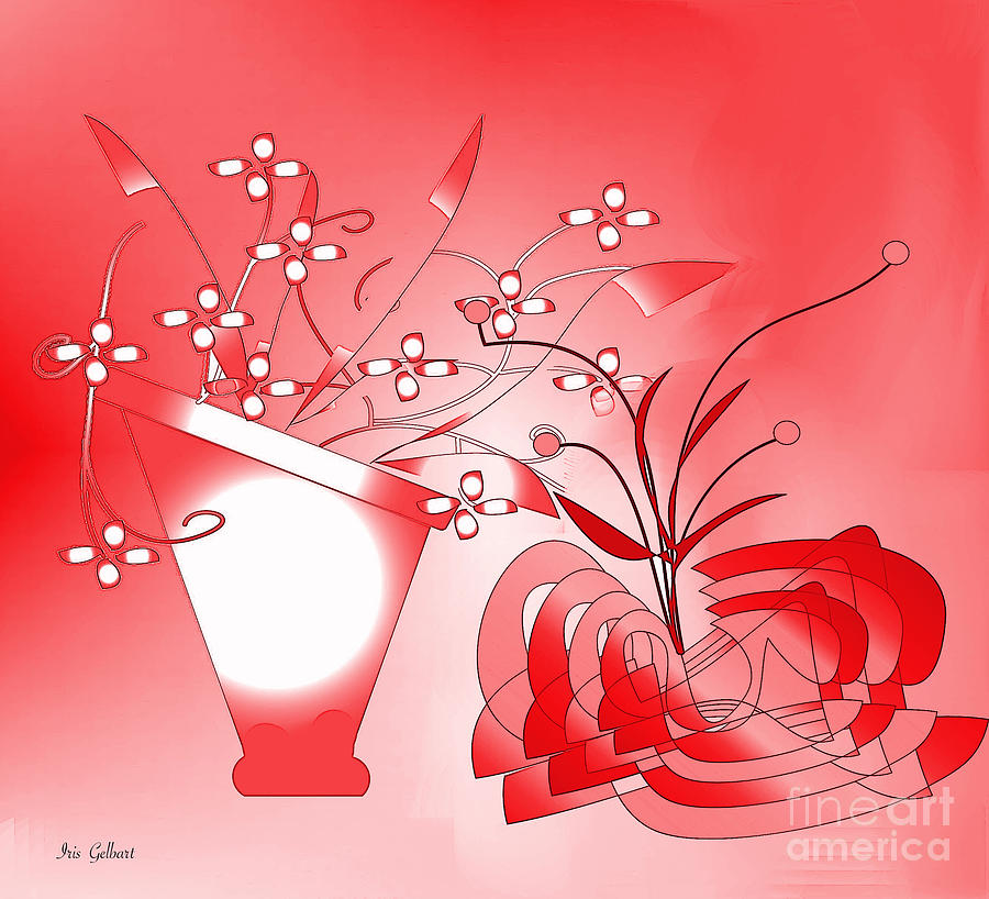 Vases in Red Digital Art by Iris Gelbart