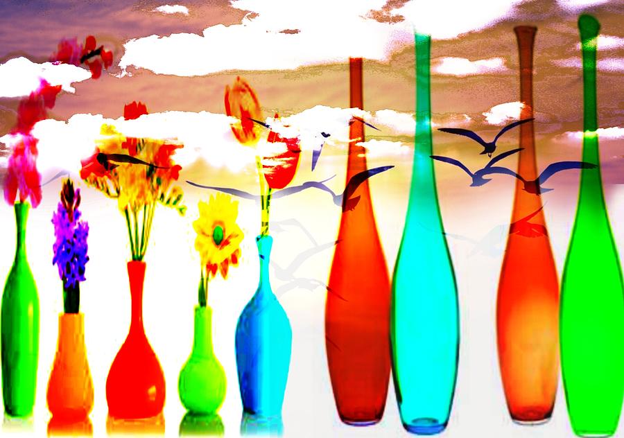 Vases in the Clouds Digital Art by Serenity Studio Art