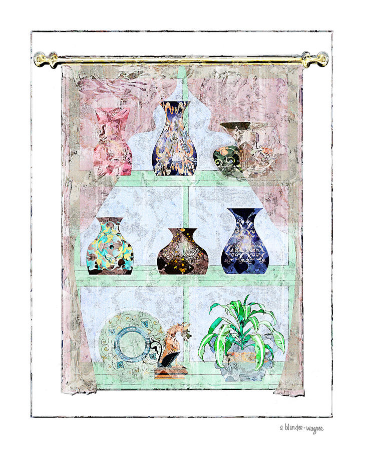 Vase Digital Art - Vases In The Window by Arline Wagner