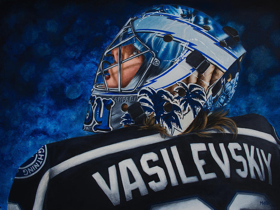 Tampa Bay Lightning Painting - Vasilevskiy by Marlon Huynh