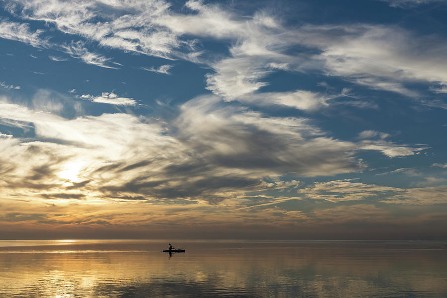 Vast Serenity - a Solo Paddle Through a Morning Smooth as Silk Photograph by Georgia Mizuleva