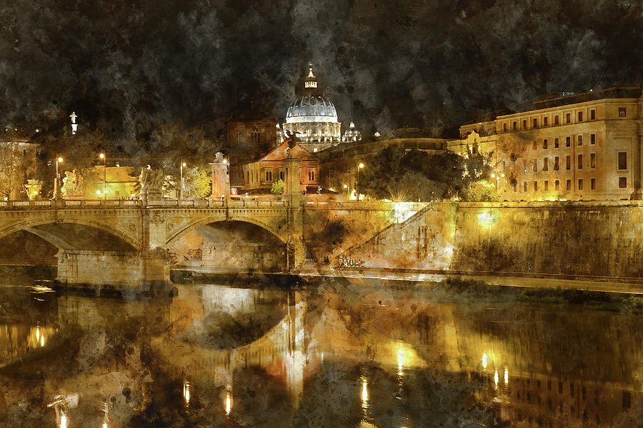 Vatican at Night in Rome, Italy Photograph by Brandon Bourdages