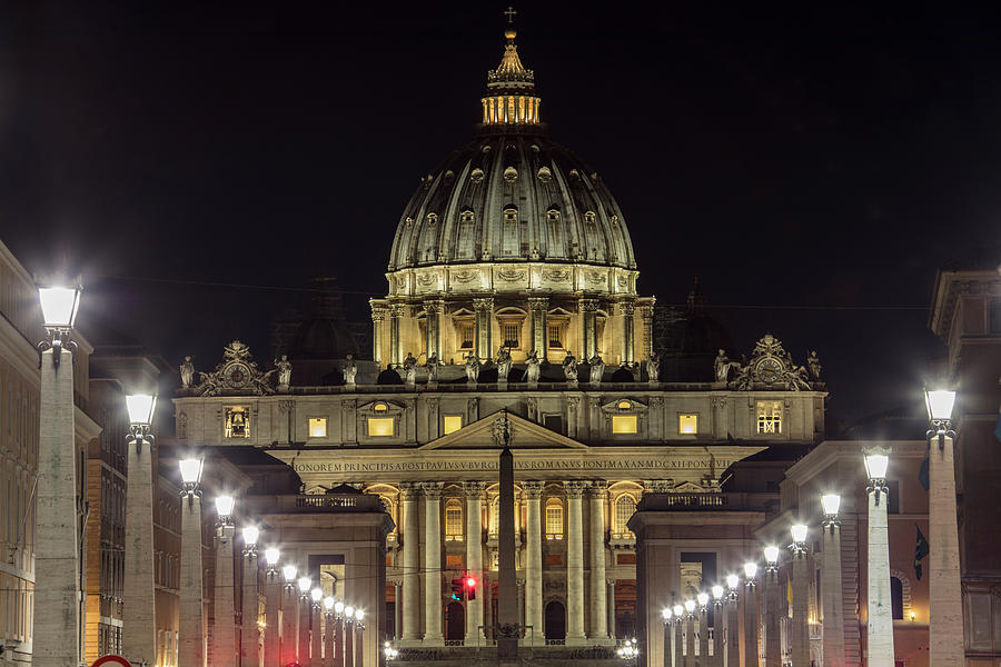 Vatican at Night with Lights  Photograph by John McGraw