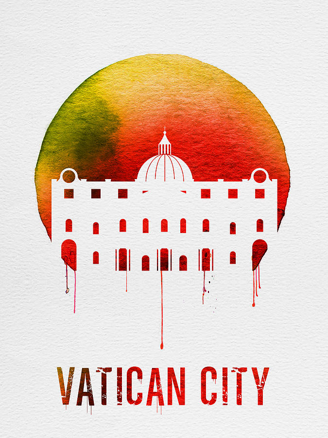 Skyscraper Digital Art - Vatican City Landmark Red by Naxart Studio