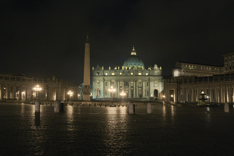 Vatican panorama by night Photograph by Vlad Baciu